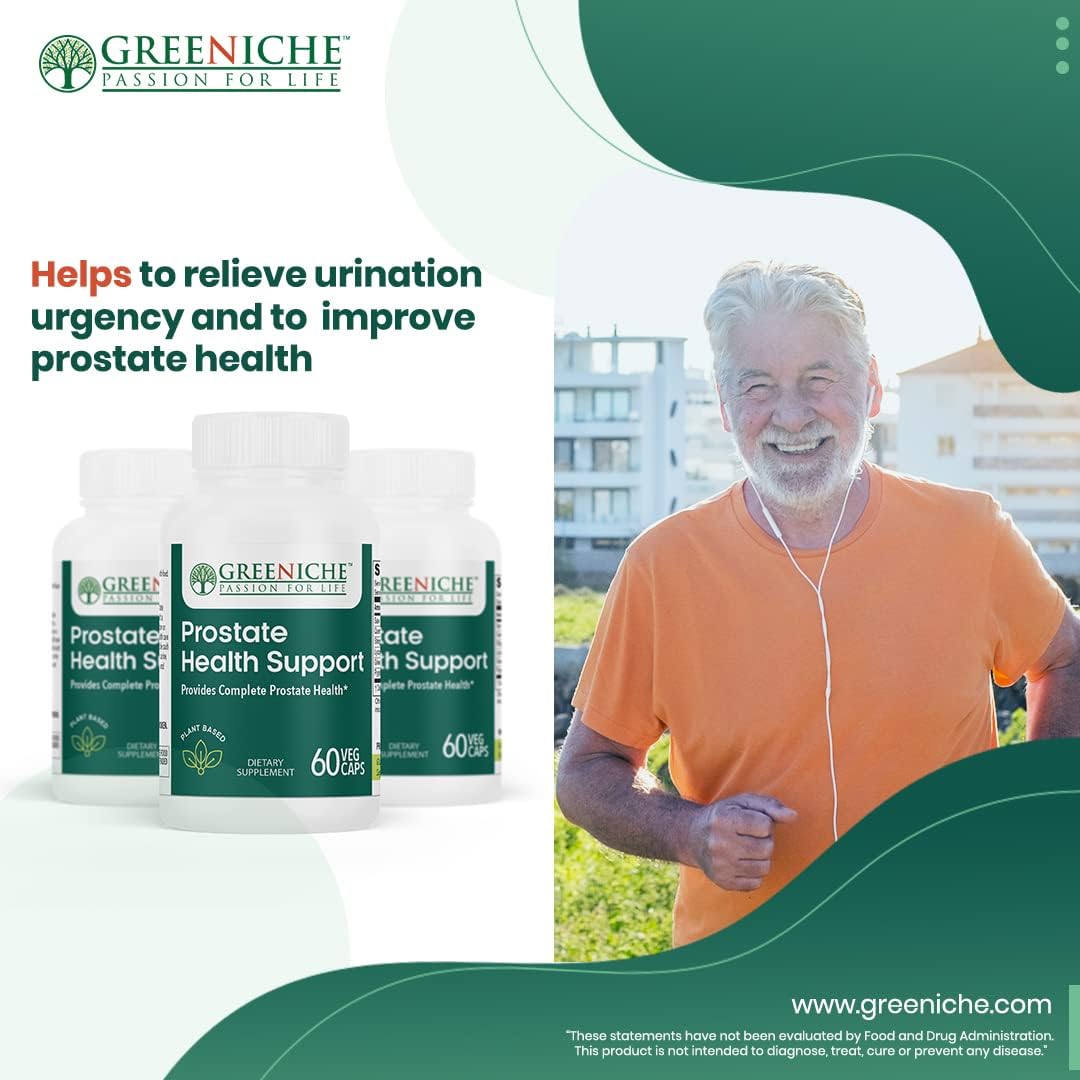 60 Cap Greeniche Halal Saw Palmetto Prostate Supplement for Men - Supports Prostate Health, Bladder Control, and Urinary Flow