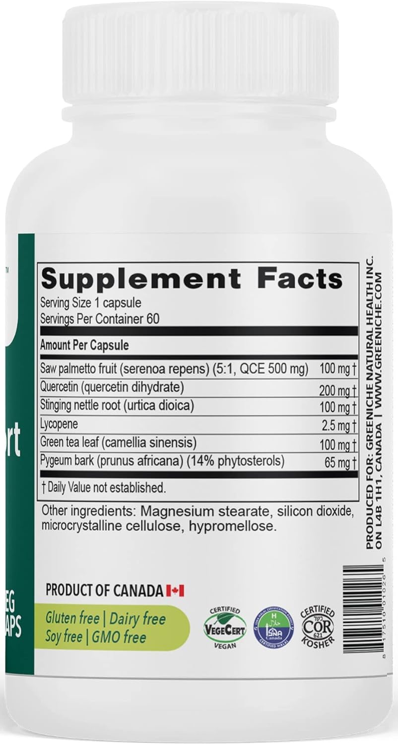 60 Cap Greeniche Halal Saw Palmetto Prostate Supplement for Men - Supports Prostate Health, Bladder Control, and Urinary Flow