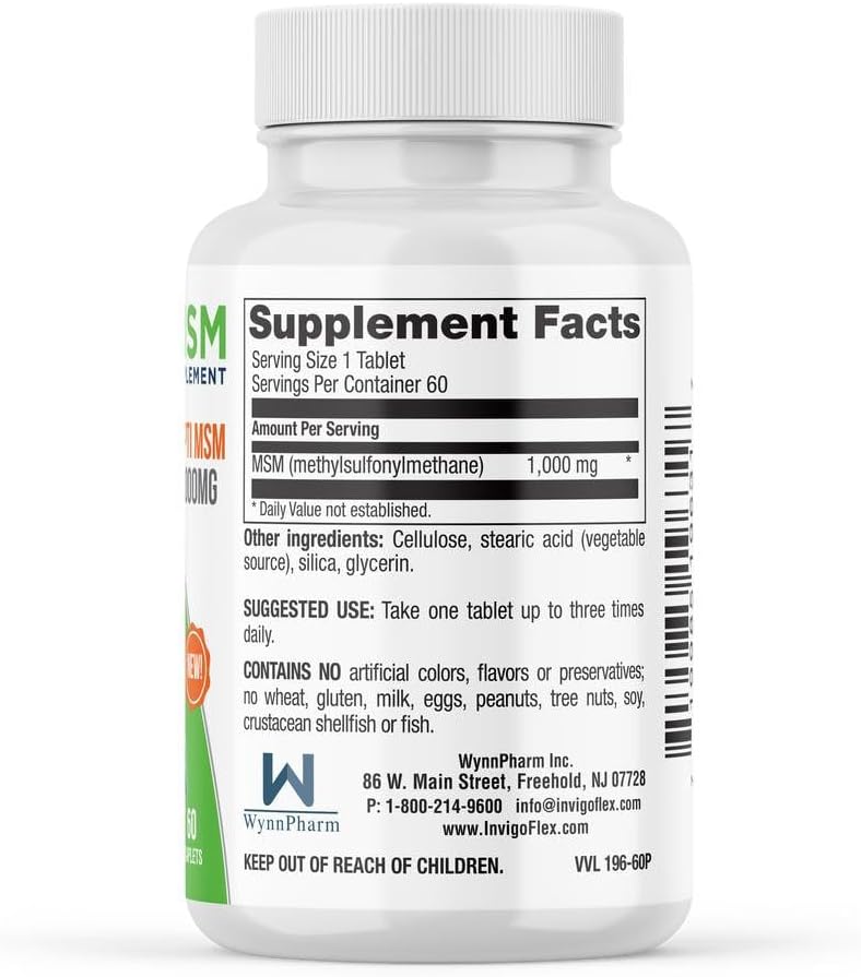 60 caplets of INVIGOFLEX MSM - Methylsulfonylmethane for Joint Health and Mobility