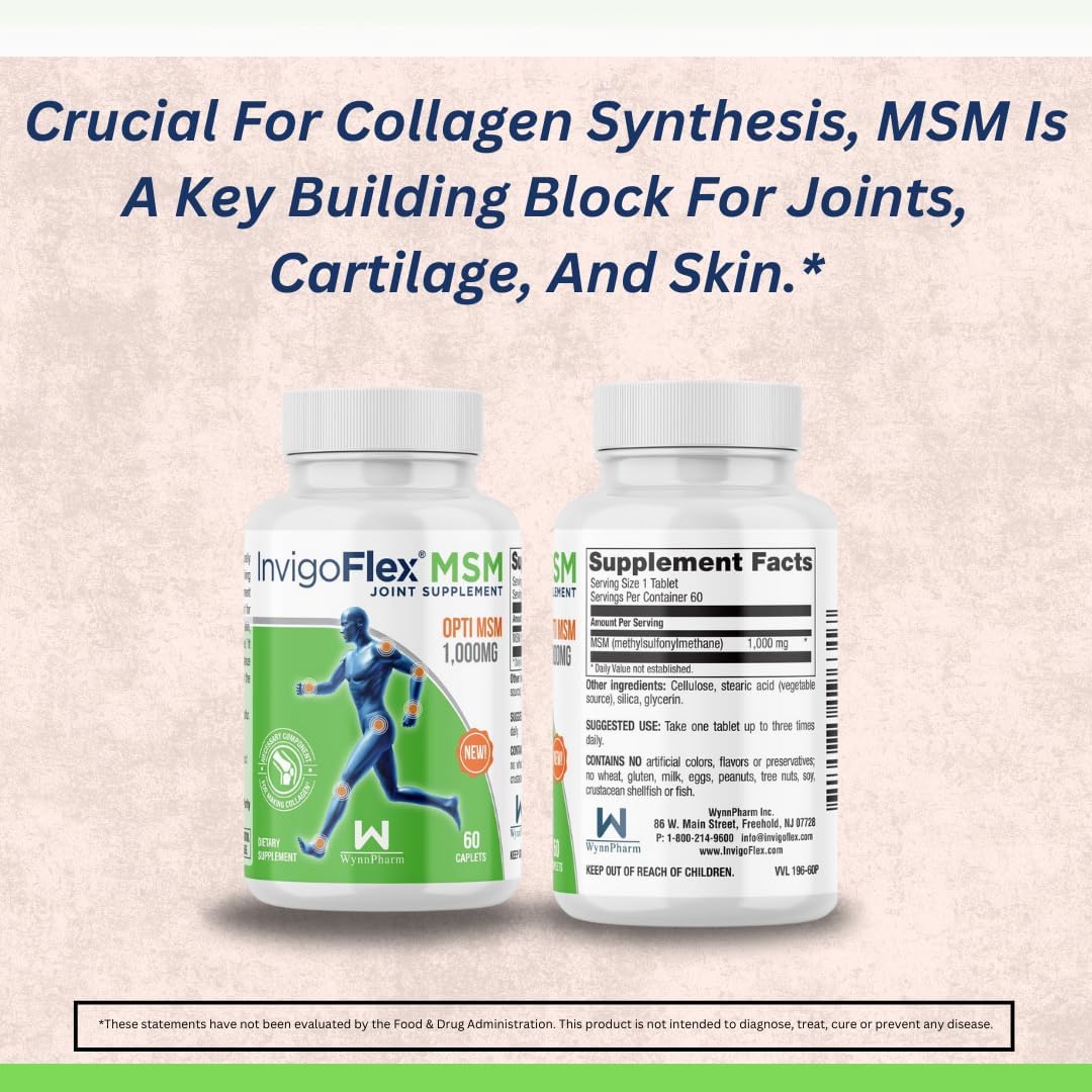 60 caplets of INVIGOFLEX MSM - Methylsulfonylmethane for Joint Health and Mobility