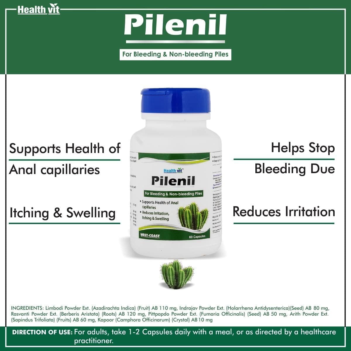 60-Capsule Pub Pilenil: Relief for Bleeding and Non-Bleeding Piles