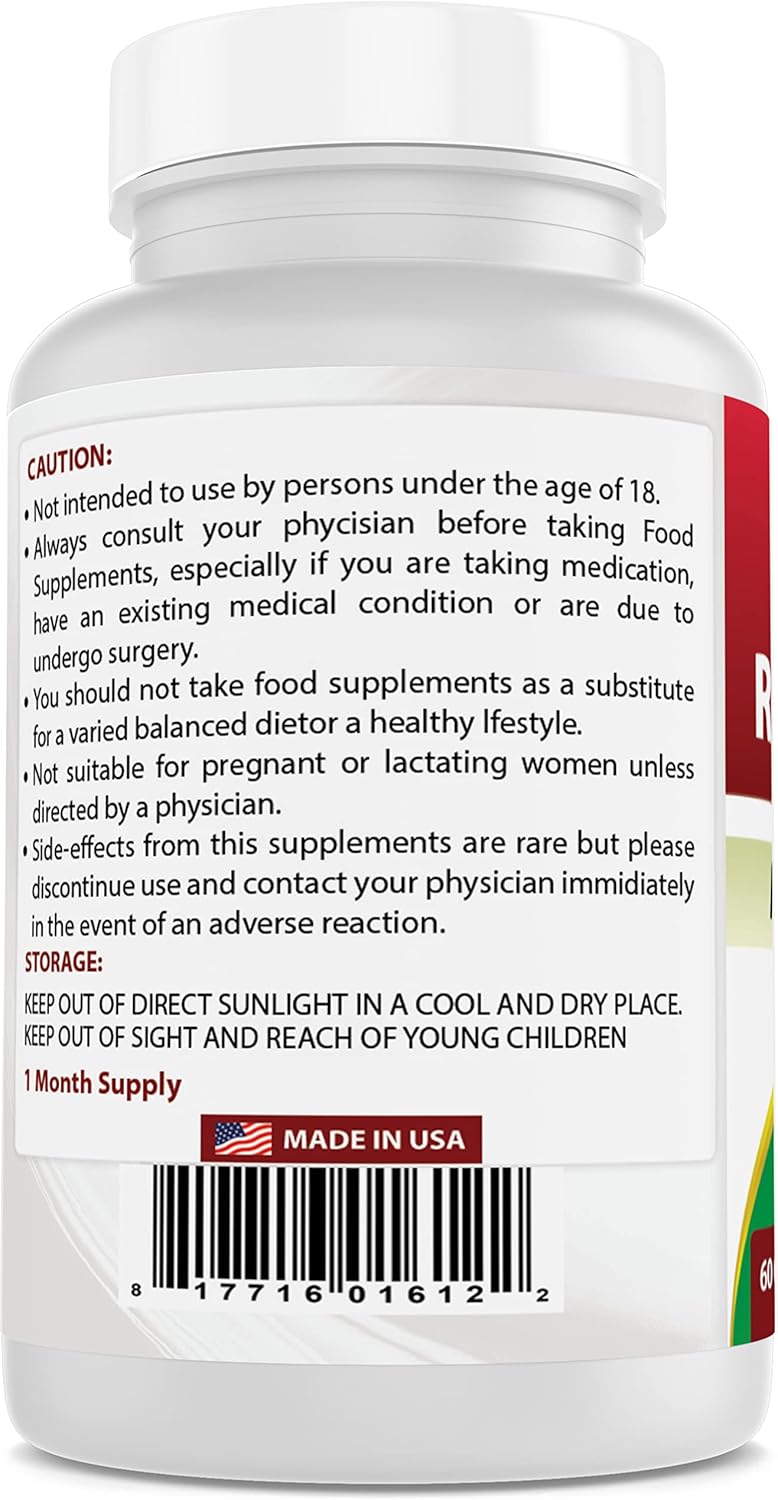 60 Capsules Best Naturals Red Yeast Rice with COQ10 - 600 mg Red Yeast Rice & 30 mg CoQ10 Supplement