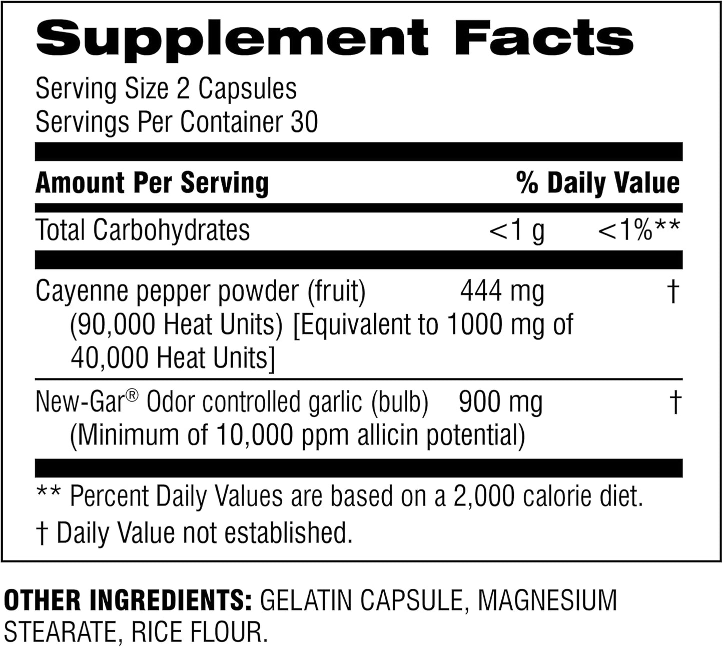 60 Capsules Botanic Choice Super Garlic Plus Cayenne Dietary Supplement