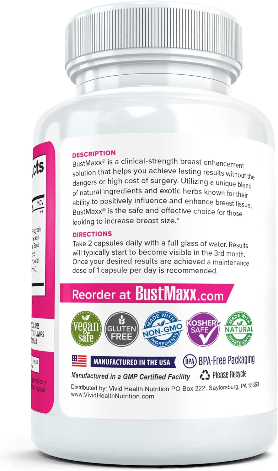 60 Capsules BustMaxx Breast Enhancement Pills - Trusted and Effective Supplement