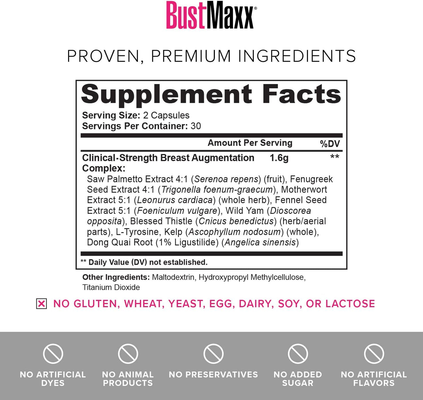 60 Capsules BustMaxx Breast Enhancement Pills - Trusted and Effective Supplement