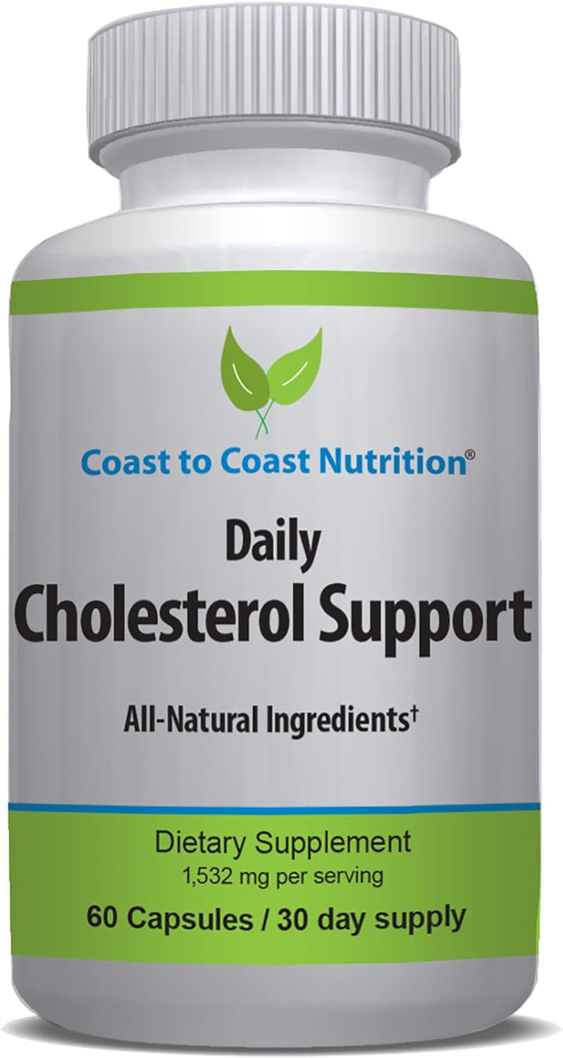 60 Capsules Coast to Coast Nutrition Cholesterol Support Supplement for Cardiovascular Health & Blood Flow