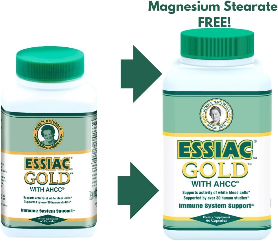 60 Capsules Essiac Gold Extract with AHCC Mushroom Supplement for Immune Support