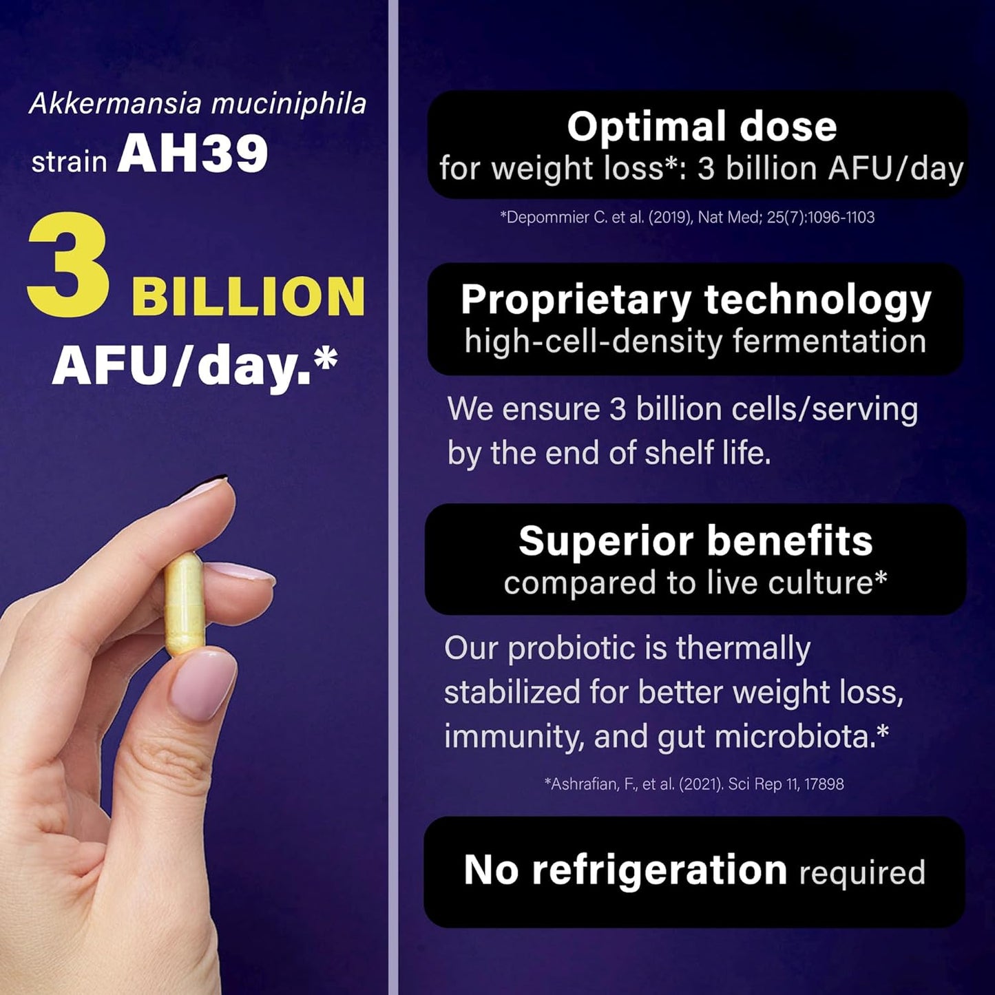 60 Capsules FOLONA Akkermansia GLP-1 Probiotic Delayed Release Supplement with Berberine and Beta-Glucan Fiber for Gut Health - 3 Billion AFU