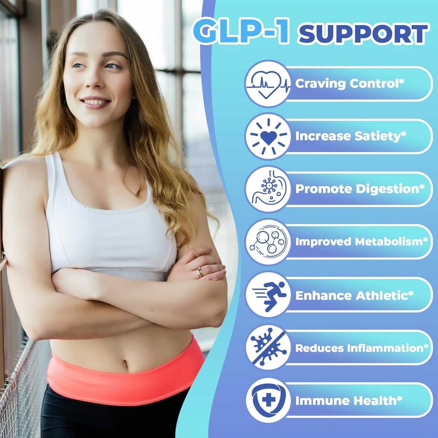 60 Capsules GLP-1 Supplement for Gut Health, Digestion, Energy Boost, Natural Formula to Support GLP-1 Levels & Overall Health