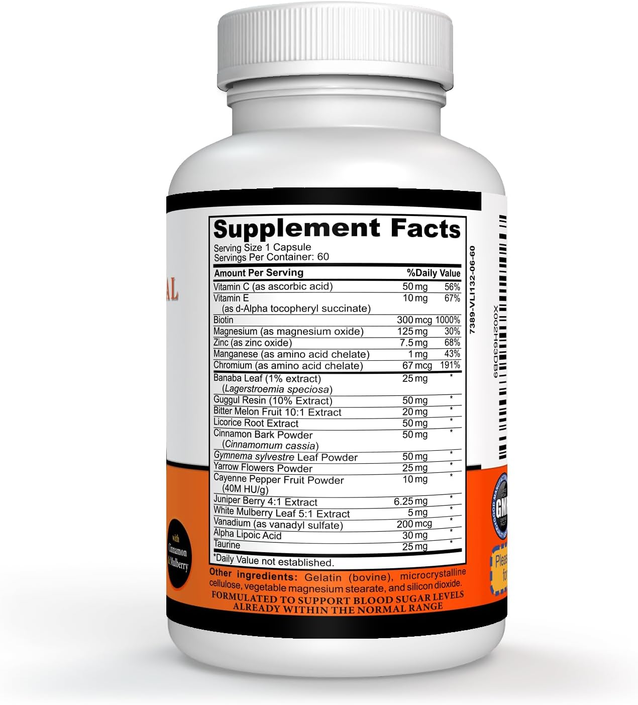 60 Capsules Gymnema Sylvestre Extract with Chromium and Cinnamon for Balance