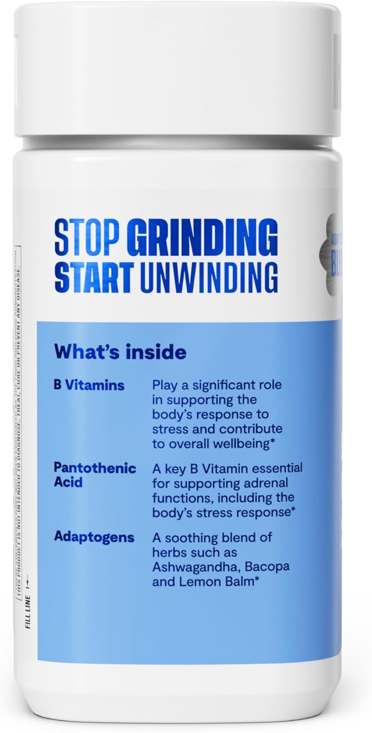 60 Capsules H' Habit Stress Relief Supplement - Supports Relaxation, Mood Balance with Vitamin B, Adaptogens, Lemon Balm - Vegan, Non-GMO - Calming Formula