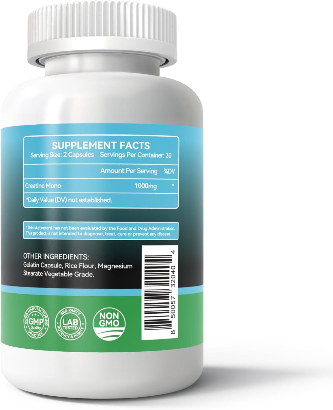60 Capsules Inner Brightness Creatine Monohydrate: Muscle Builder, Endurance & Strength Workout Supplement - Non-GMO, Gluten Free