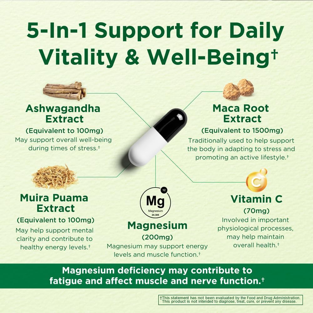 60 Capsules INNERVISNUTRITION Energy & Mood Supplement - 5-in-1 Formula for Energy, Relaxation, and Stress Relief - Non-GMO & Lab Tested
