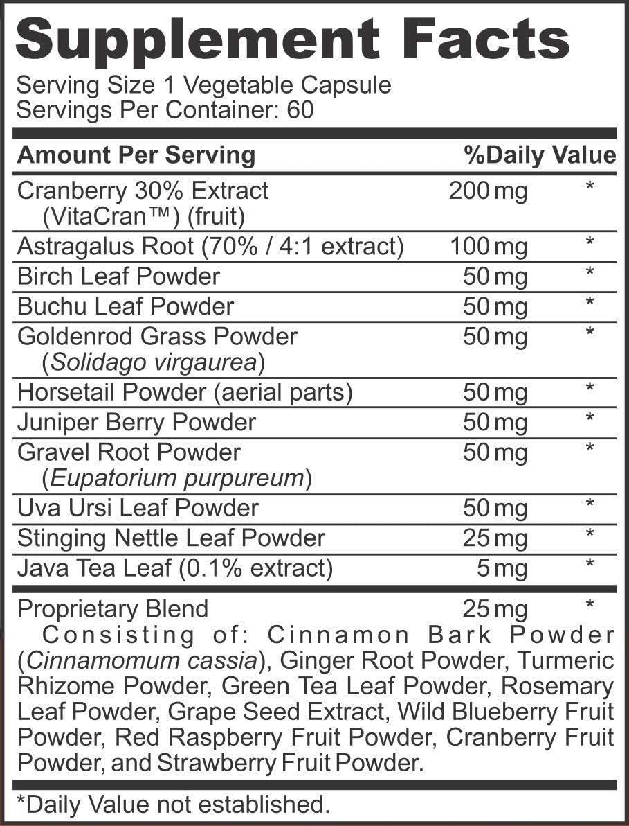60 Capsules Kidney Cleanse & Support with Cranberry - Herbal Kidney Supplement for Health & Detox - Sigmaceutical