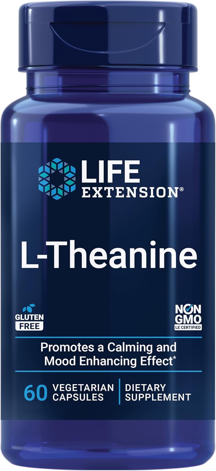 60 Capsules Life Extension L-Theanine Calming Amino Acid & N-Acetyl-L-Cysteine Antioxidant for Immune and Liver Health