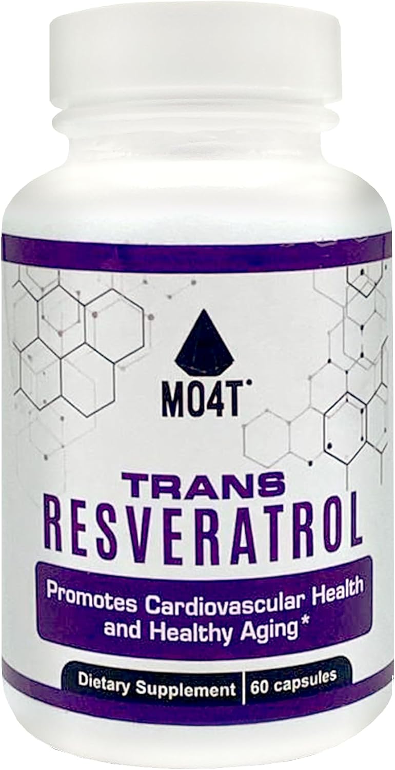 60 Capsules MO4T Trans Resveratrol Antioxidant Supplement for Combatting Oxidative Stress and Promoting Healthy Aging