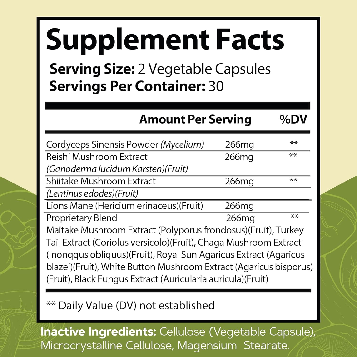 60 Capsules Mushroom Almanac Nootropics Brain Support Supplement - Boost Energy, Focus, Immune Support - Lions Mane, Cordyceps, Turkey Tail, Shiitake Mushrooms