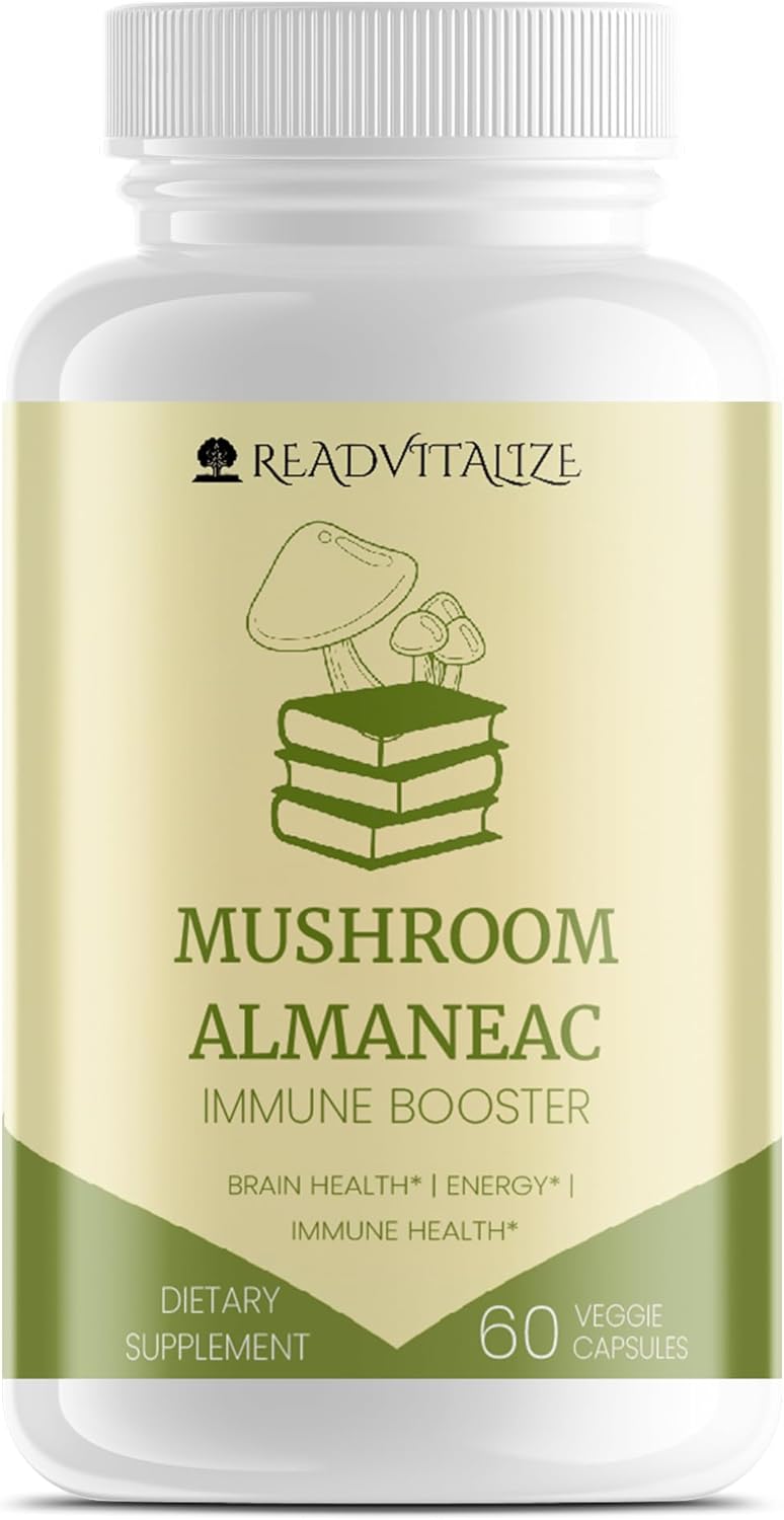 60 Capsules Mushroom Almanac Nootropics Brain Support Supplement - Boost Energy, Focus, Immune Support - Lions Mane, Cordyceps, Turkey Tail, Shiitake Mushrooms