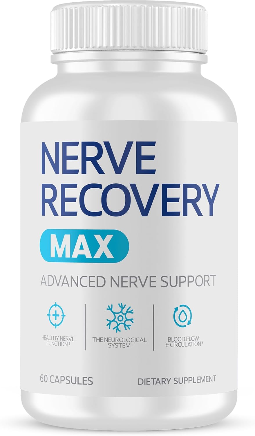 60 Capsules Nerve Recovery Max Supplement for Neurological Support, Promotes Circulation, Non-GMO - Made in USA, Nerve Health Formula
