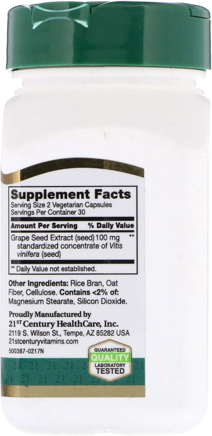 60 Capsules of 21st Century Grape Seed Extract - Antioxidant Support Supplement