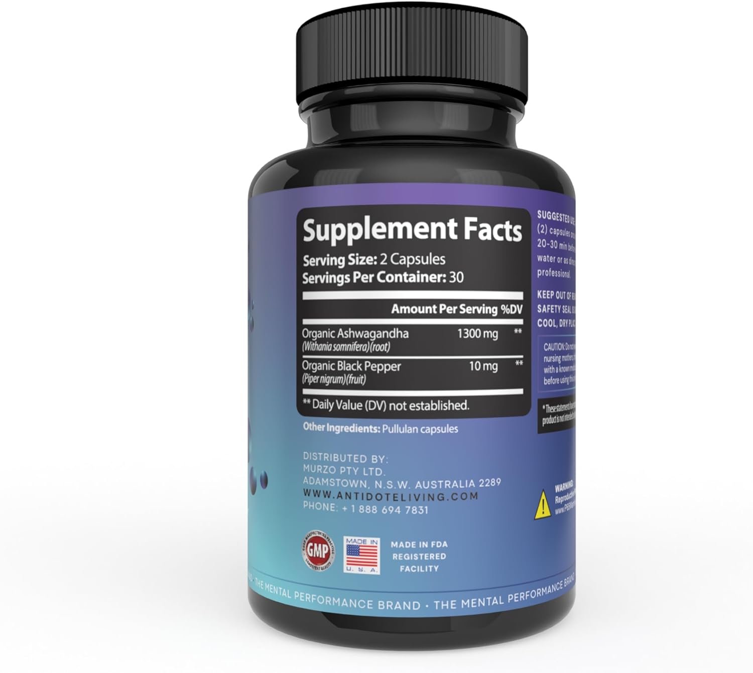 60 Capsules of Antidote Living Sentient Formula with Ashwagandha and Black Pepper for Natural Wellness