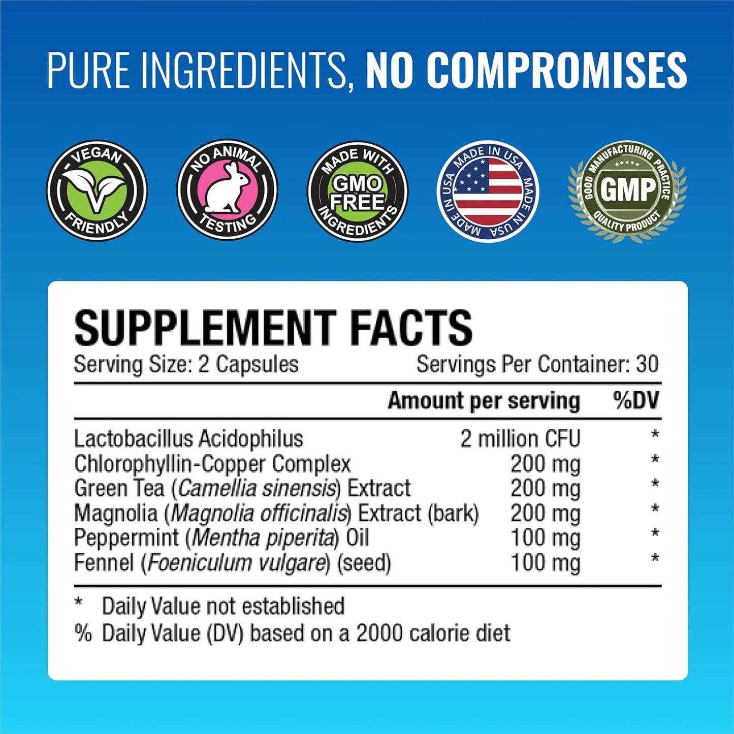 60 Capsules of Approved Science Odorol - Natural Fresh Breath and Body Odor Solution with L.acidophilus, Green Tea, and Peppermint Oil - Vegan and Non-GMO