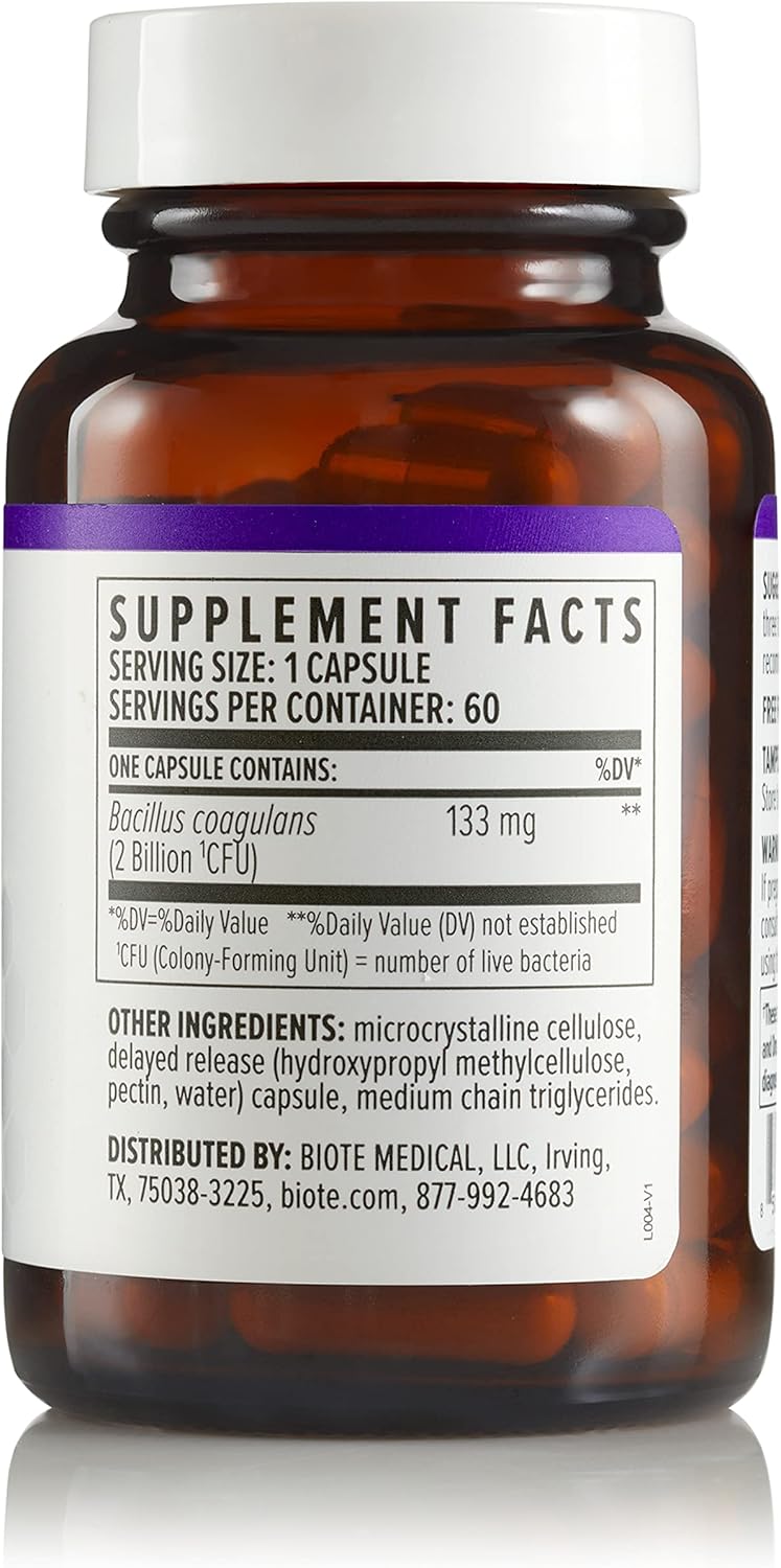 60 Capsules of bioTE Nutraceuticals Bacillus Coagulans for Gut Health and Digestive Support
