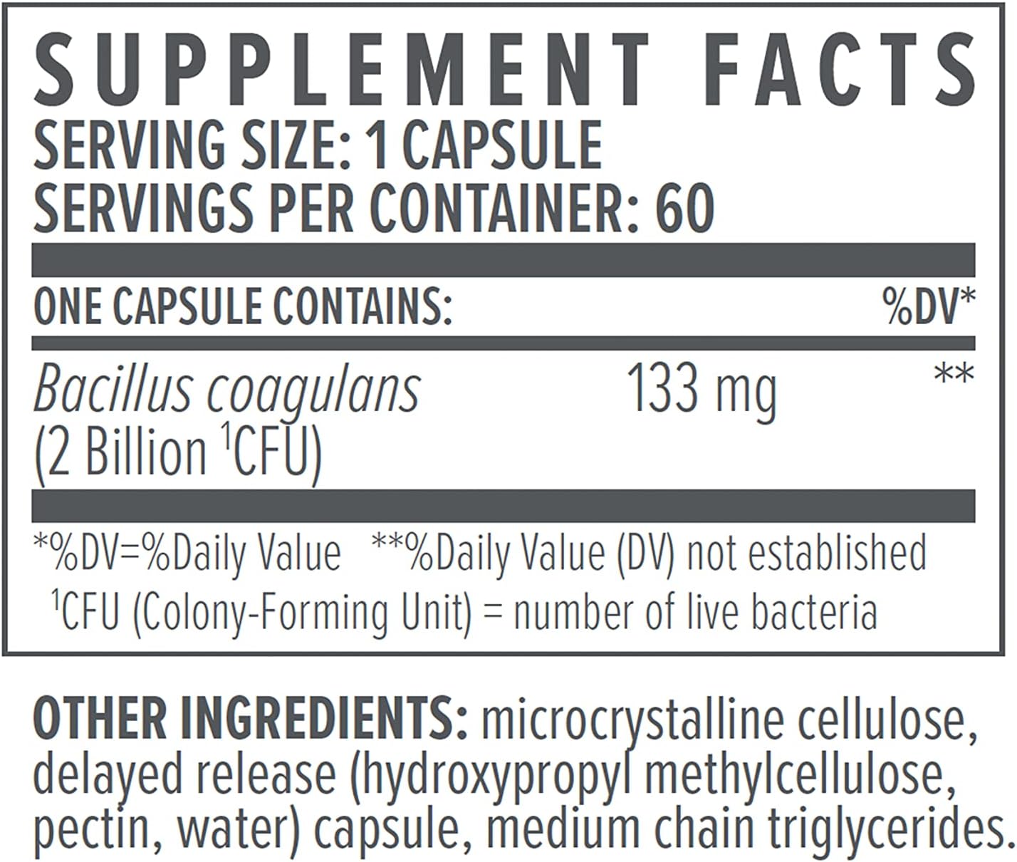 60 Capsules of bioTE Nutraceuticals Bacillus Coagulans for Gut Health and Digestive Support