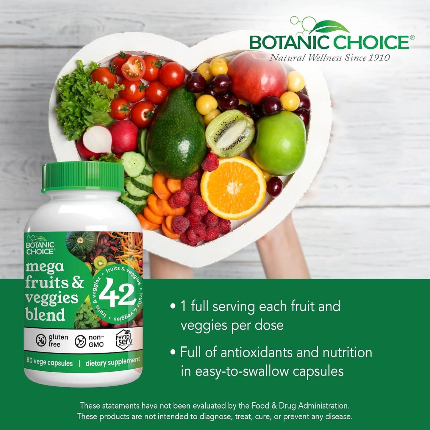 60 Capsules of Botanic Choice Mega Fruits and Veggies Blend with 90 Capsules of Aloe Vera - Energy Balance & Digestive Health Support Bundle