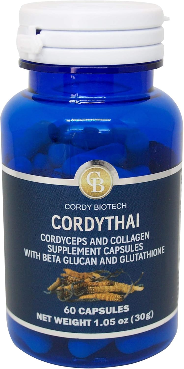 60 Capsules of CORDYTHAI Cordyceps Extract and Collagen Supplement for Immune Support and Skin Health