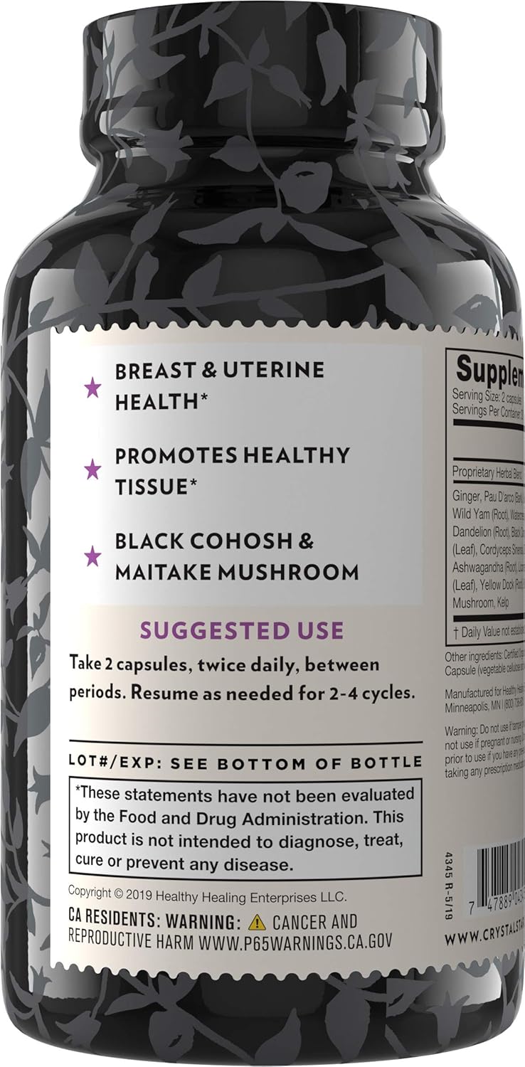 60 Capsules of Crystal Star Fibro Defense with Black Cohosh for Breast & Uterine Health Between Periods - Gluten Free & Non-GMO