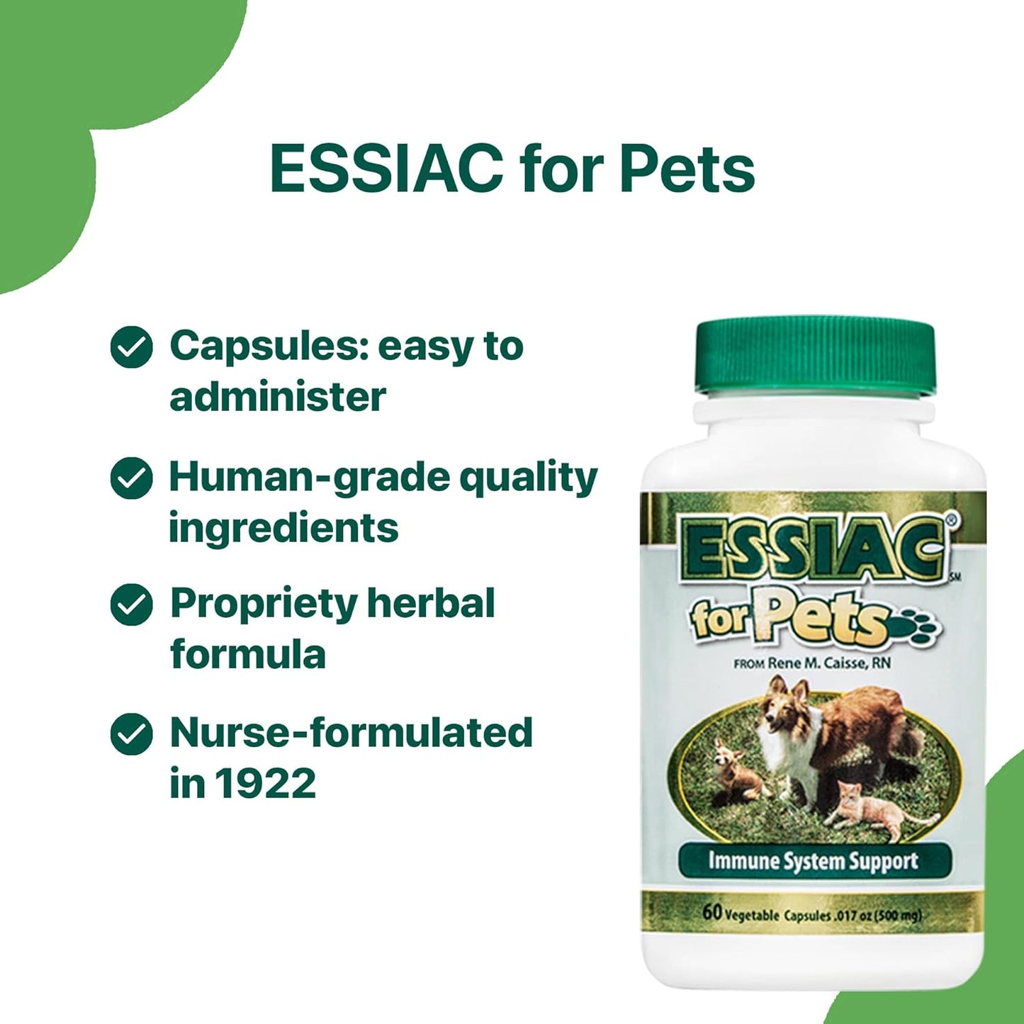 60 Capsules of Essiac International Herbal Supplement for Pets