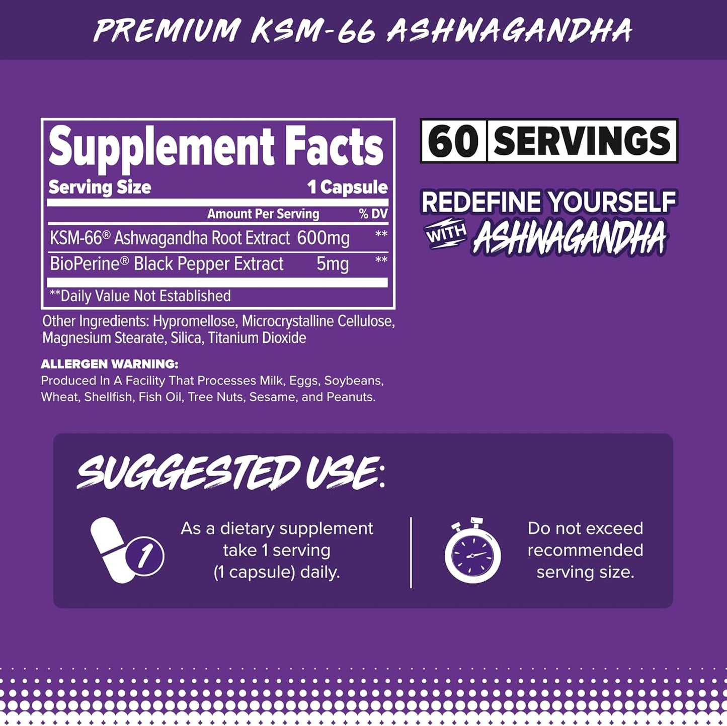 60 Capsules of FINAFLEX Ashwagandha Supplement for Stress Relief and Mental Clarity