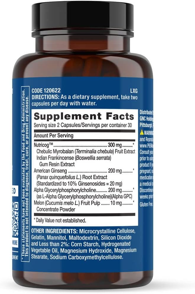 60 Capsules of GNC Preventive Nutrition Focus and Memory Support Formula - 30 Servings