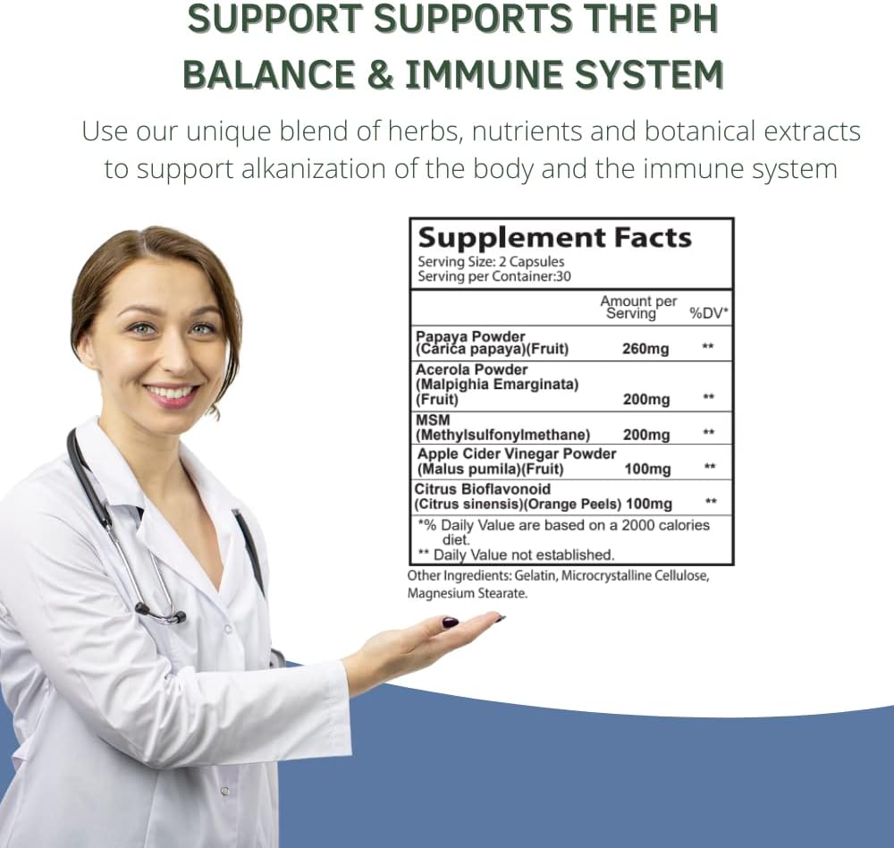 60 Capsules of Hidroxol Natural Supplement for Immune System Support, PH Balance, and Energy Boost