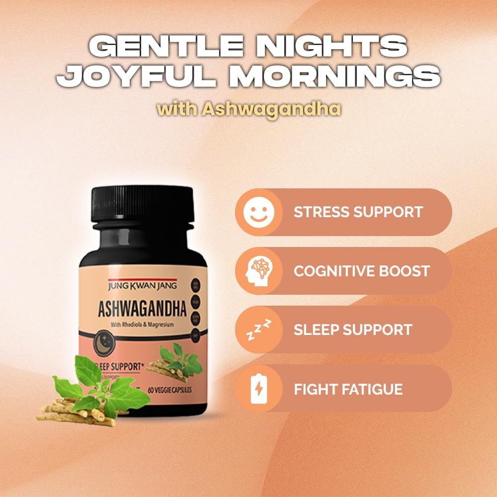 60 Capsules of Jung Kwan Jang Ashwagandha with Rhodiola & Magnesium Supplement