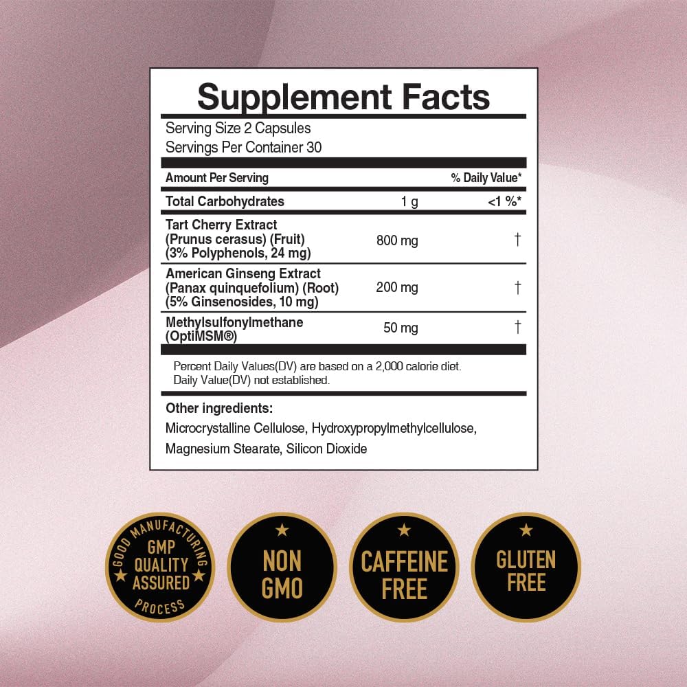 60 Capsules of JUNG KWAN JANG Tart Cherry Supplement with American Ginseng and OptMSM