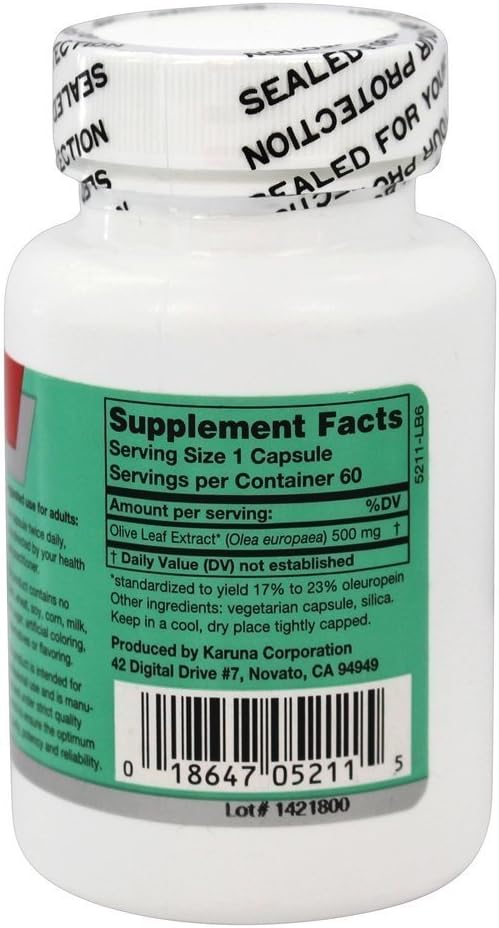 60 Capsules of Karuna Olive Leaf Extract: Natural Immune Support Supplement
