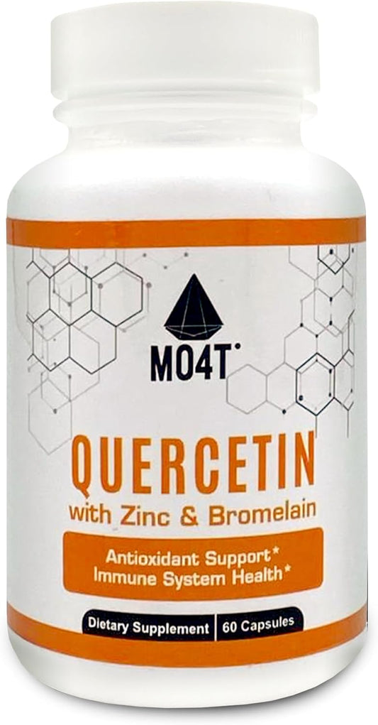 60 Capsules of MO4T Quercetin & Bromelain with Zinc for Immune System Support and Antioxidant Health - 1050 mg Potent Dietary Supplement Formula