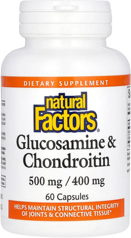 60 Capsules of Natural Factors Glucosamine & Chondroitin for Healthy Joints & Connective Tissue