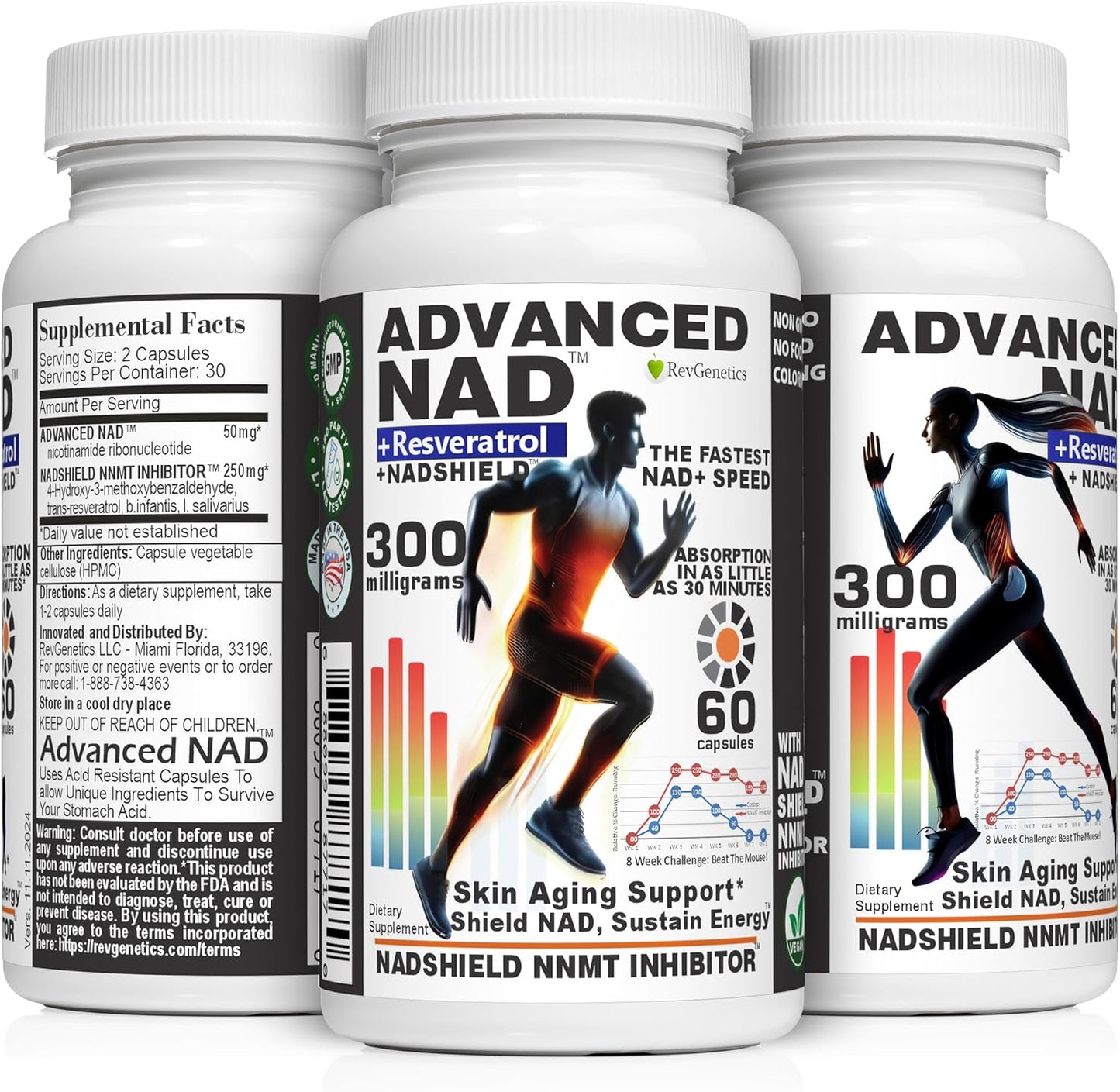 60 Capsules of REVGENETICS Advanced NAD+ Supplement - Promotes Healthy Aging and Longevity