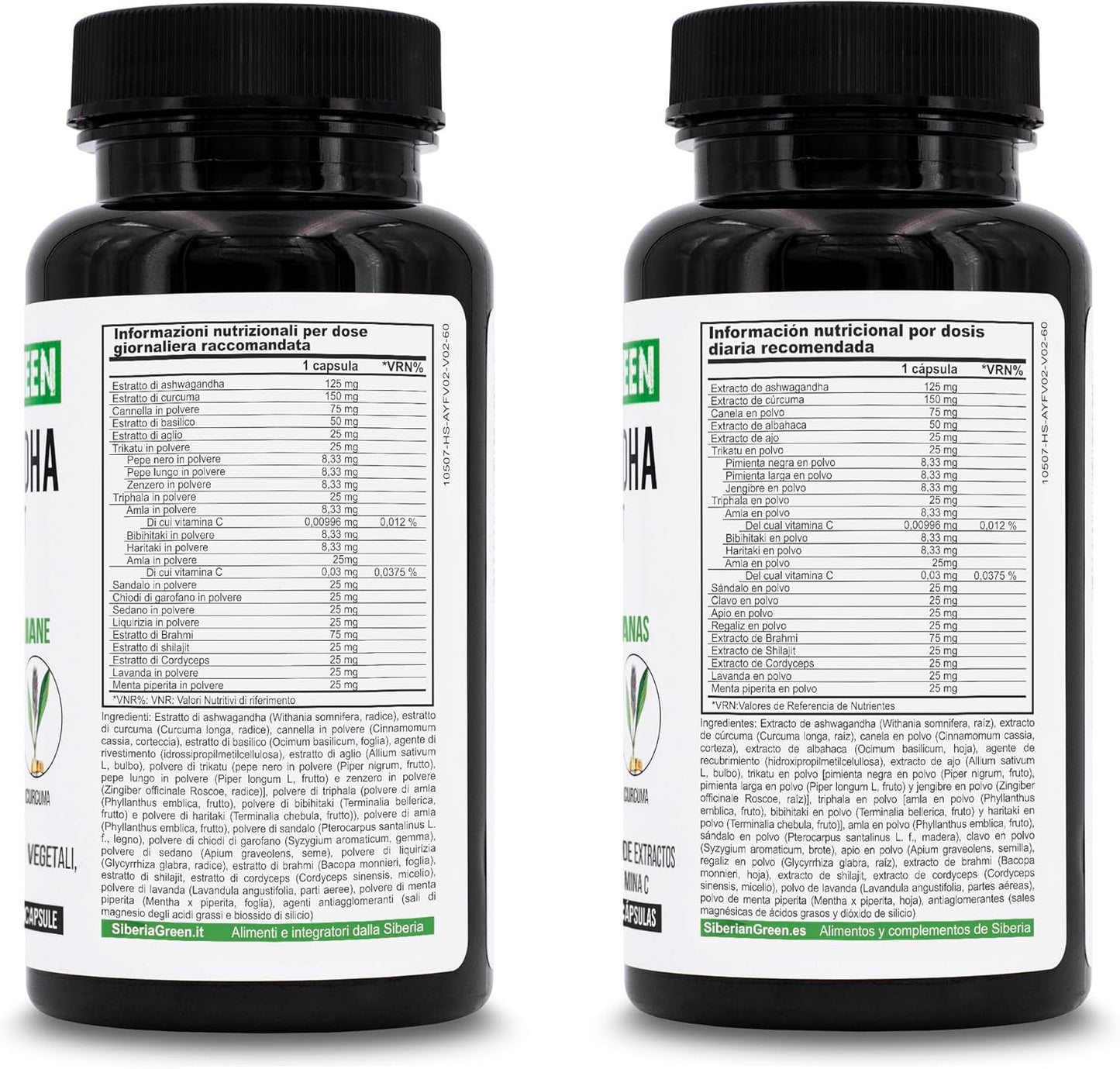 60 Capsules of Siberian Green Ashwagandha, Altai Shilajit, and Turmeric Ayurvedic Complex for Stress Relief, Energy, Mood, and Immune System Support