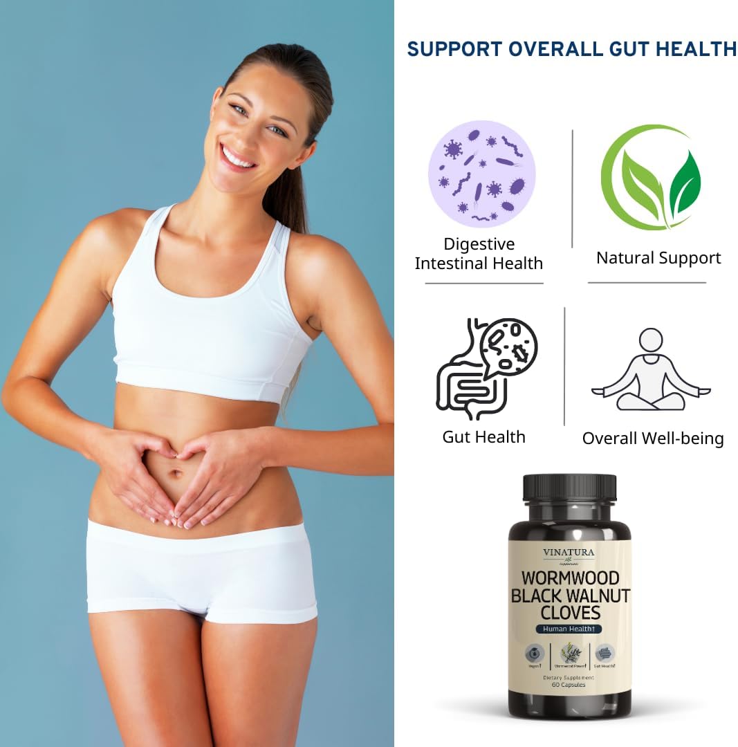 60 Capsules of VINATURA Wormwood Black Walnut Clove Blend for Human Health