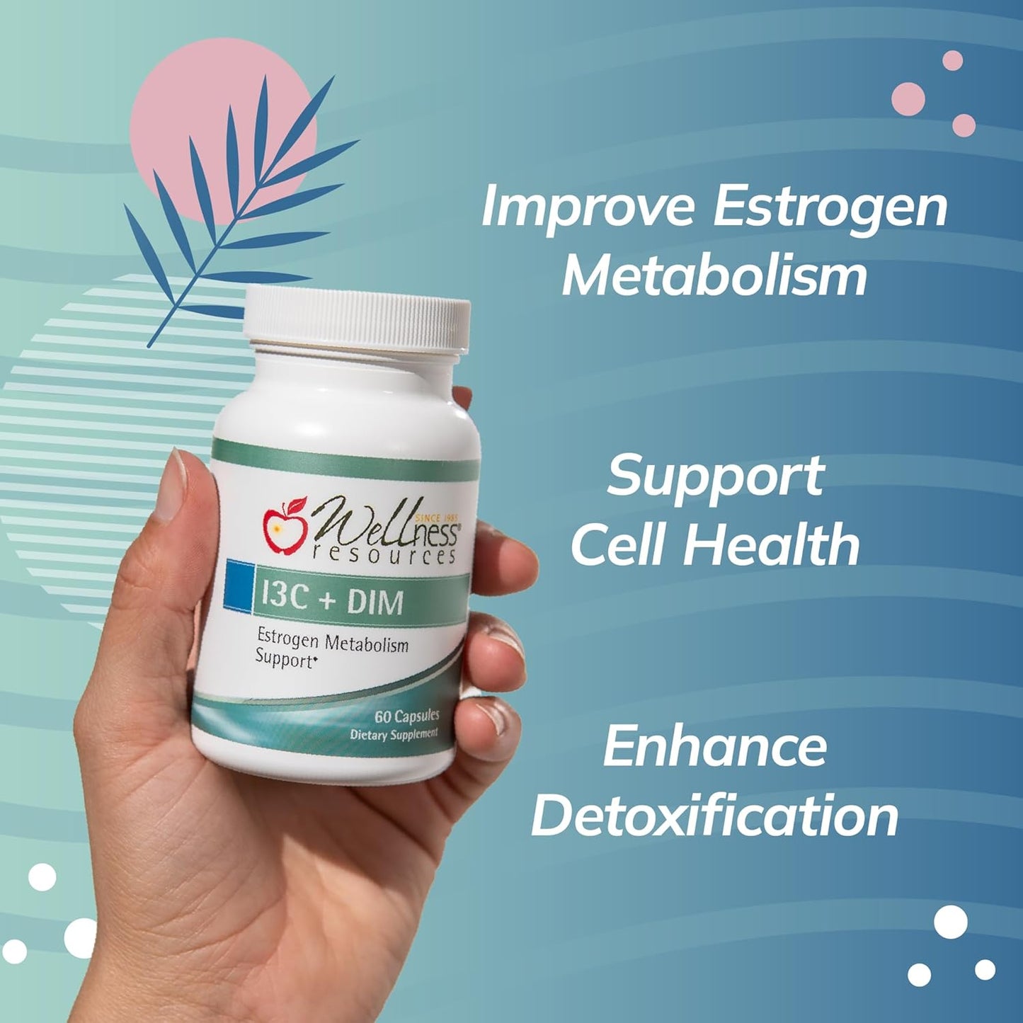 60 Capsules of Wellness Resources I3C + DIM - Supports Healthy Estrogen Metabolism & Detox - 300mg I3C + 100mg DIM - Vegan & Gluten-Free