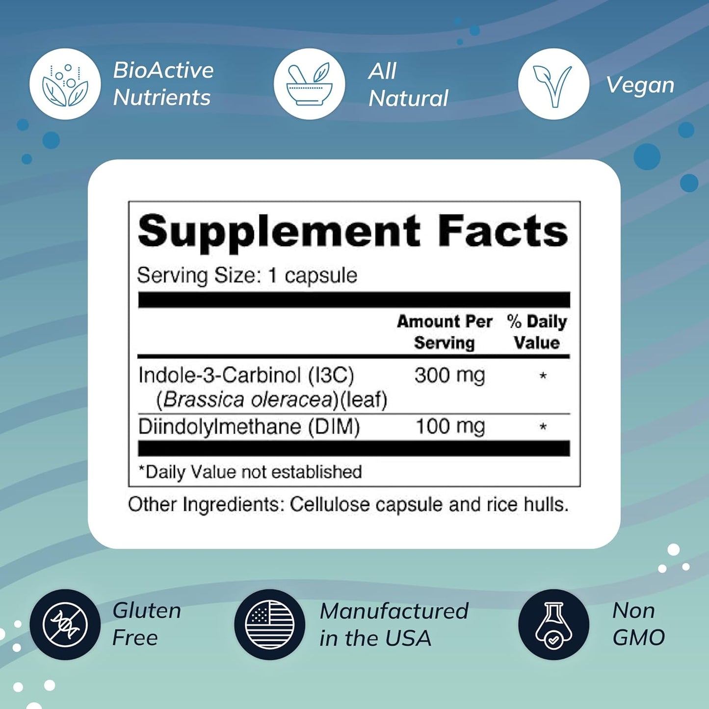 60 Capsules of Wellness Resources I3C + DIM - Supports Healthy Estrogen Metabolism & Detox - 300mg I3C + 100mg DIM - Vegan & Gluten-Free