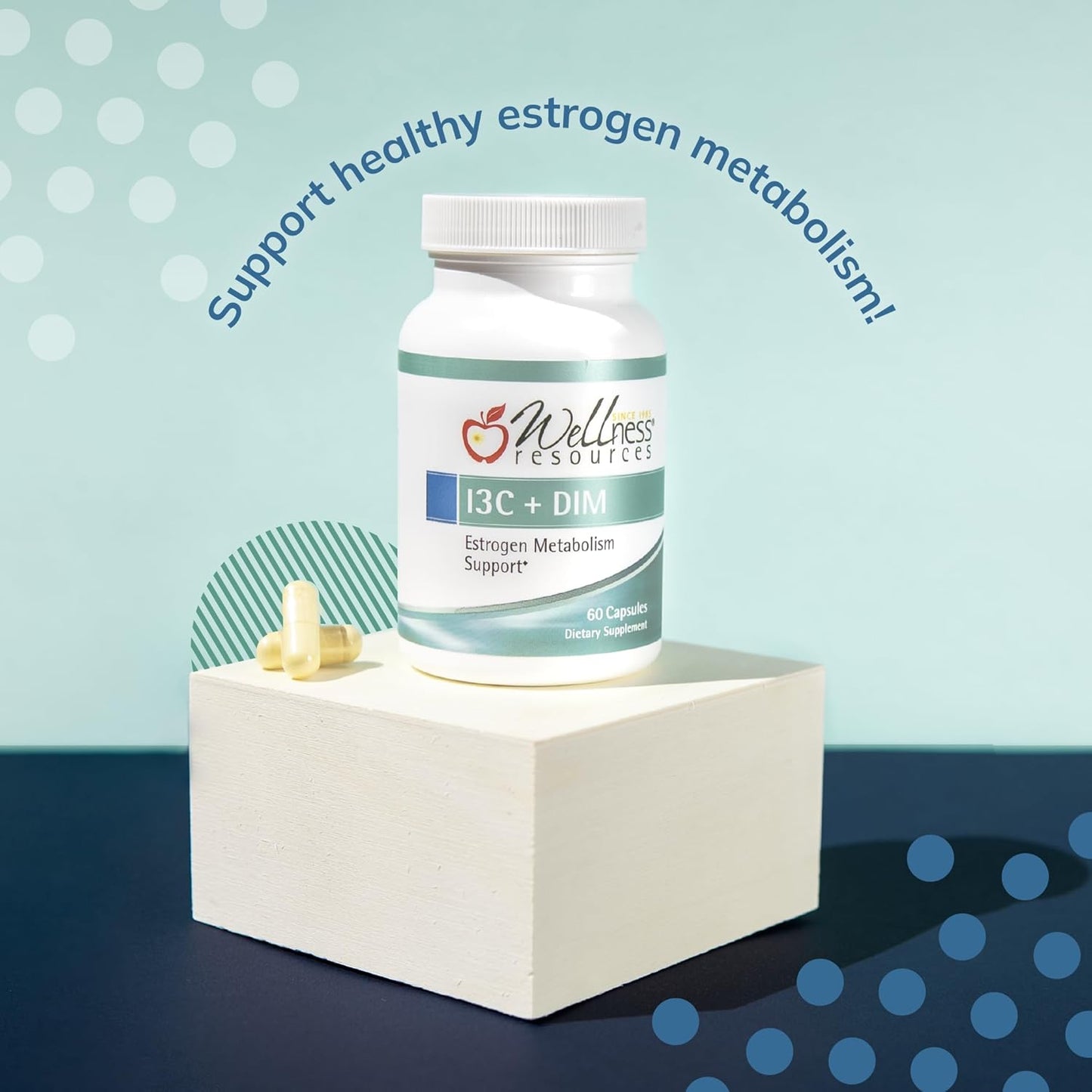 60 Capsules of Wellness Resources I3C + DIM - Supports Healthy Estrogen Metabolism & Detox - 300mg I3C + 100mg DIM - Vegan & Gluten-Free