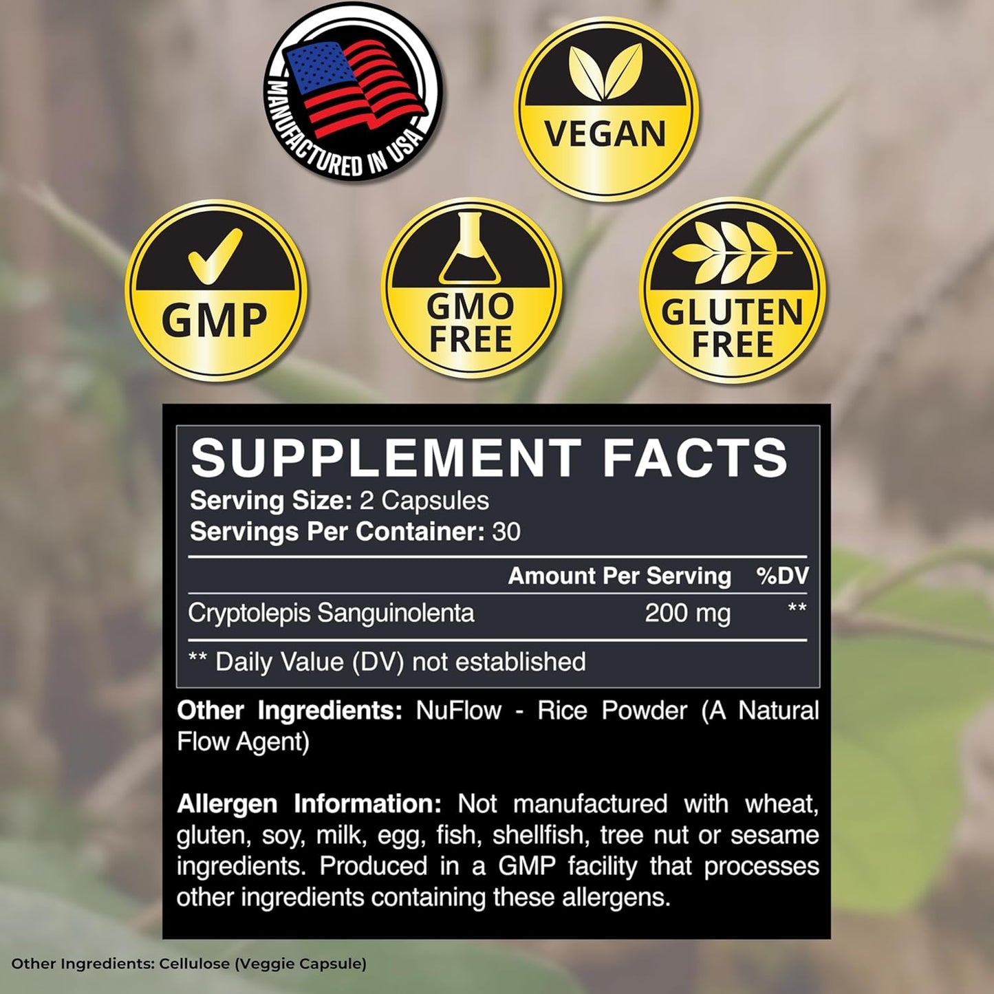 60 Capsules of Zenmen Cryptolepis Sanguinolenta for Immune and Wellness Support - Made in the USA
