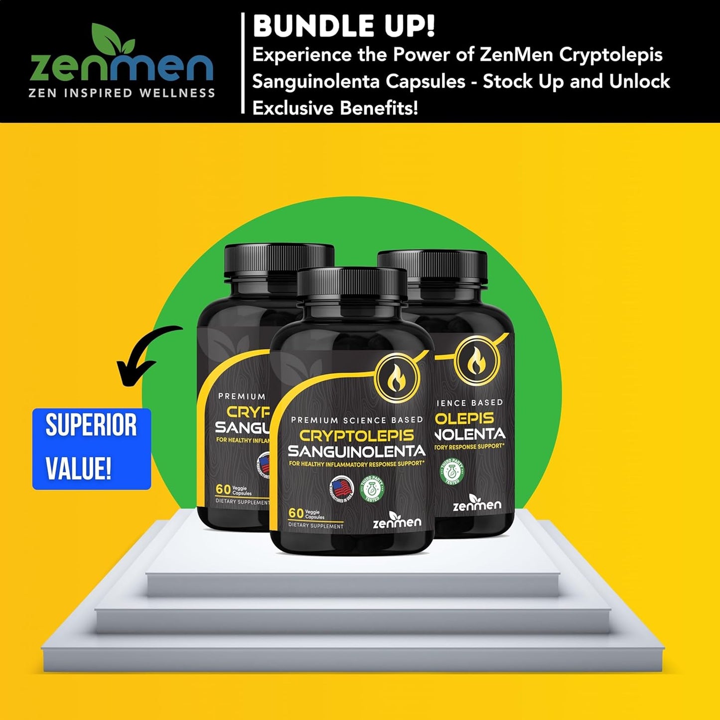 60 Capsules of Zenmen Cryptolepis Sanguinolenta for Immune and Wellness Support - Made in the USA