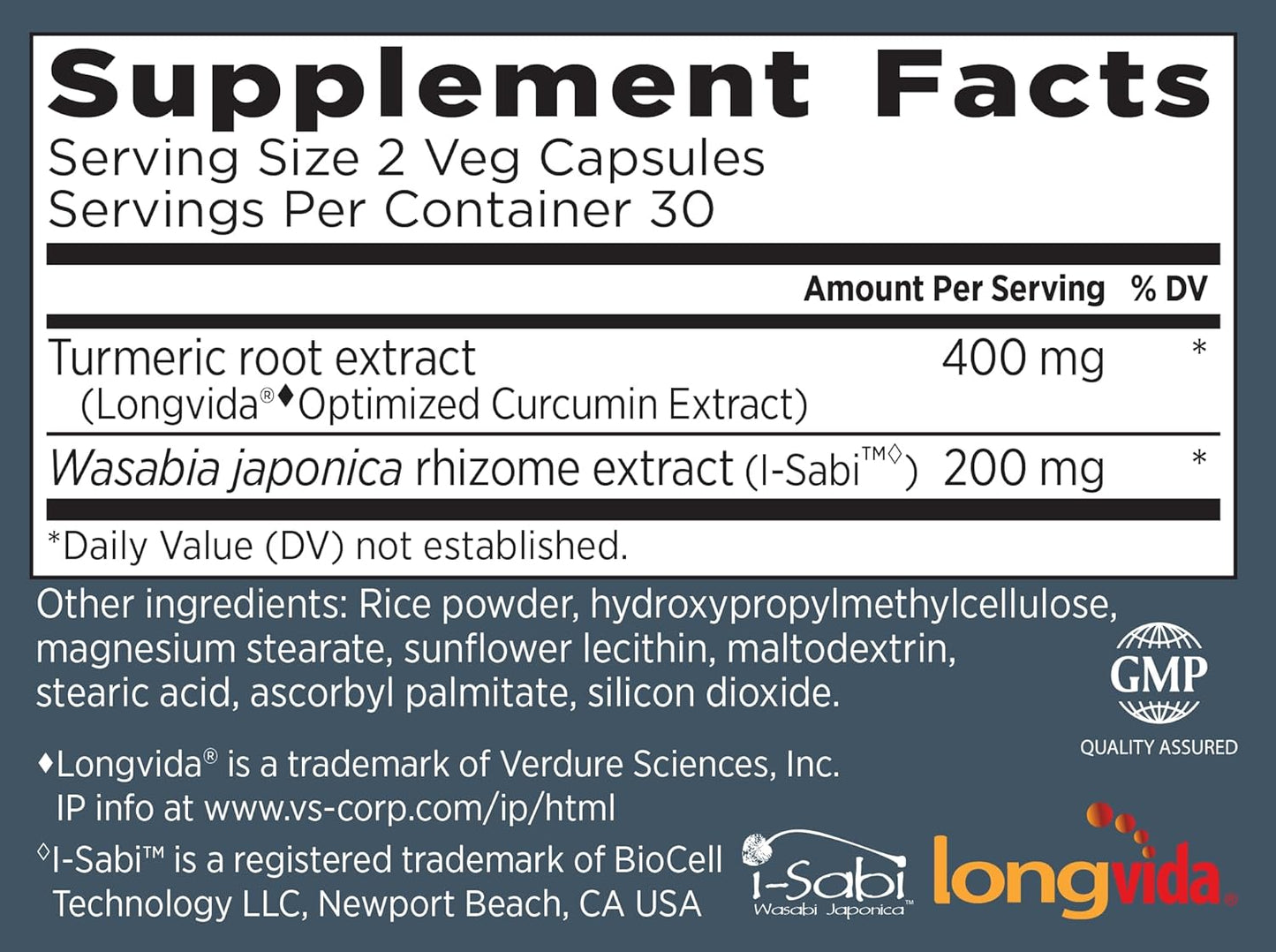60 Capsules Primal Labs BioMeric Advanced with Turmeric Curcumin & Wasabi Extracts