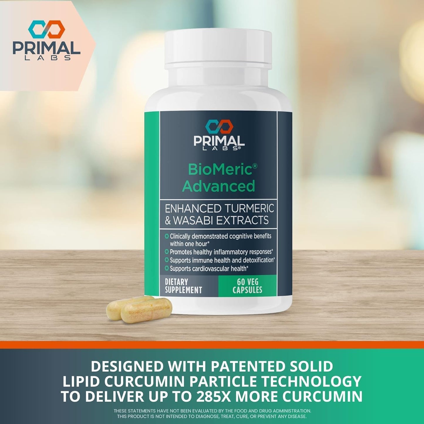 60 Capsules Primal Labs BioMeric Advanced with Turmeric Curcumin & Wasabi Extracts